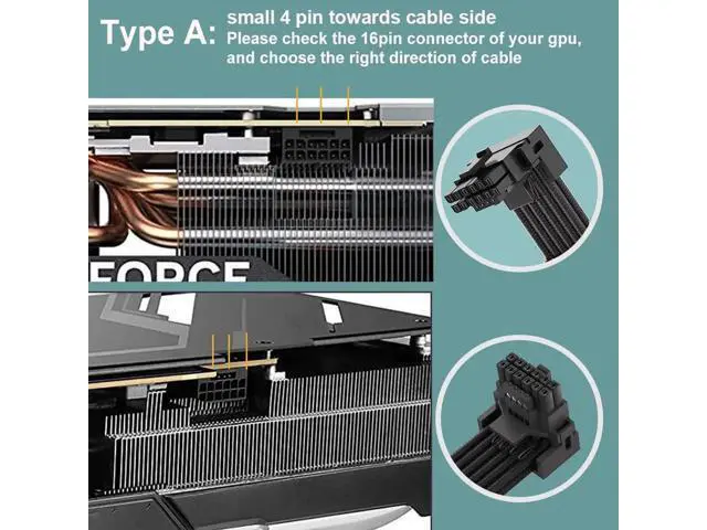 Alt view image 2 of 6 - 12VHPWR 90 Degree Adapter for C.orsair PCIE 5.0 16AWG 600W 12VHPWR Adapter Dual 8 Pin PCIe to 16 Pin 12+4 Pin for RTX 4090 4080 3090TI 4070Ti Graphics Card GPU, ONLY for C.orsair Power Supply (Type A)