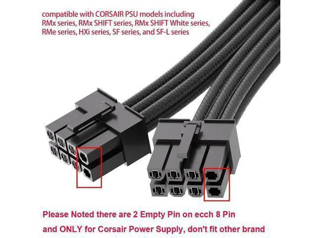 Alt view image 4 of 6 - 12VHPWR 90 Degree Adapter for C.orsair PCIE 5.0 16AWG 600W 12VHPWR Adapter Dual 8 Pin PCIe to 16 Pin 12+4 Pin for RTX 4090 4080 3090TI 4070Ti Graphics Card GPU, ONLY for C.orsair Power Supply (Type A)