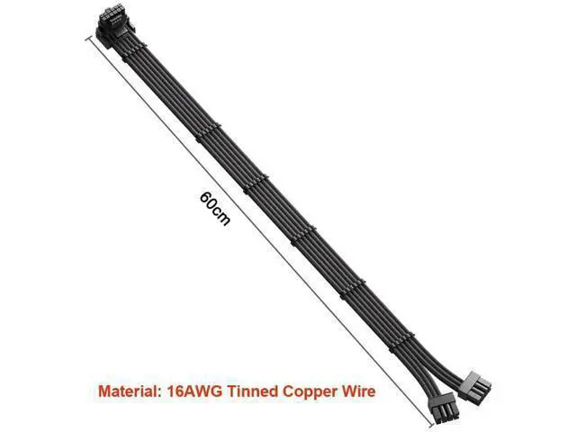 Alt view image 5 of 6 - 12VHPWR 90 Degree Adapter for C.orsair PCIE 5.0 16AWG 600W 12VHPWR Adapter Dual 8 Pin PCIe to 16 Pin 12+4 Pin for RTX 4090 4080 3090TI 4070Ti Graphics Card GPU, ONLY for C.orsair Power Supply (Type A)