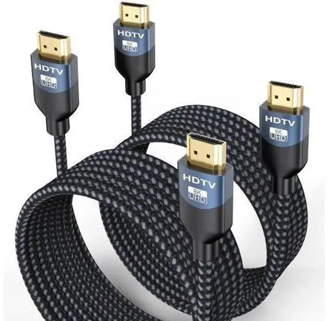 Main image of 8K HDMI 2.1 Cable 10 FT, 2-Pack, 48Gbps Ultra High Speed HDMI Braided Cord 10 Feet, 8K@60Hz, 4K@120Hz, HDCP 2.2&2.3, 3D, eARC, HDR10+ for Soundbar, TV, Monitor, PC, Laptop, PS5, Xbox