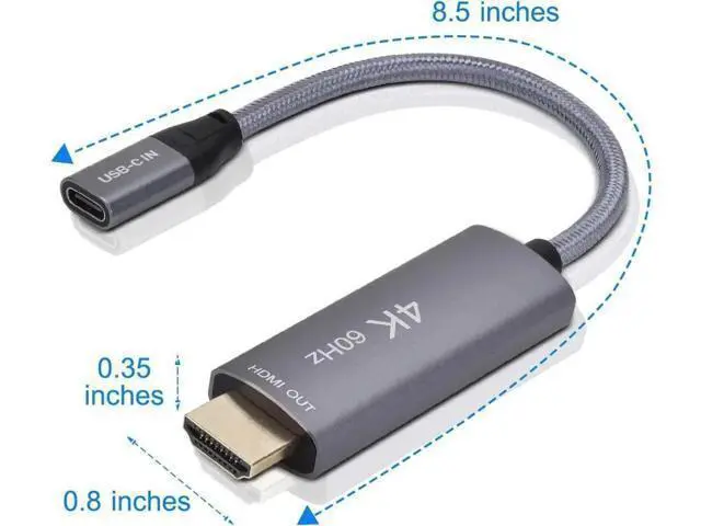 Alt view image 7 of 7 - USB-C Female to HDMI Male Cable Adapter,USB Type C 3.1 Input to HDMI Ouput Converter,4K 60Hz USBC Thunderbolt 3 Adapter for New MacBook Pro,Mac Air,Chromebook Pixel and More