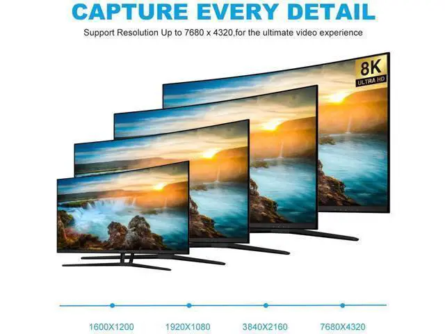 Alt view image 7 of 7 - 8K Displayport to DisplayPort 1.4 Cable 33ft /10m, Ultra HD 4K 144Hz, 8K 60Hz, HBR3(7680x4320 Resolution), High Speed 32.4Gbps, Long Nylon Braided DisplayPort 1.4 1.2 Cable 33ft