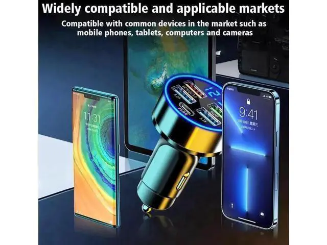 Alt view image 2 of 7 - Car Charger LED Cigarette Lighter Socket 4Port USB Super Fast Charging +Type-C