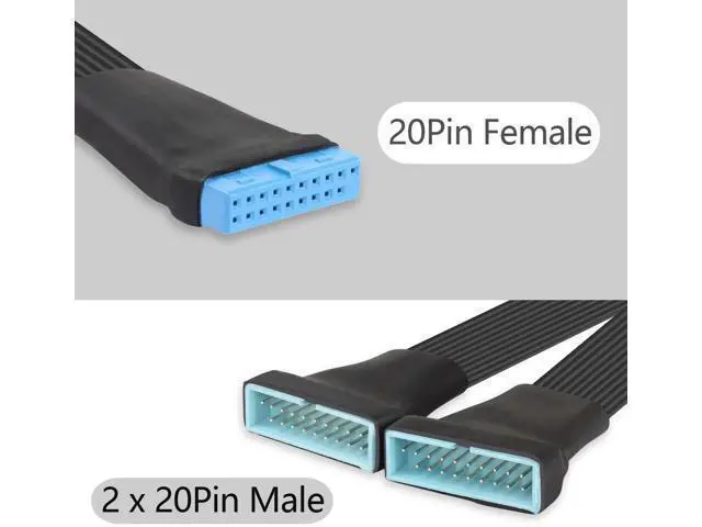 Alt view image 3 of 6 - Aomoproing USB 3.0 Header Extension Cable 1Ft 19/20 Pin 1 to 2 Y Splitter Internal Extension Adapter DIY(30cm 11.8 inch)