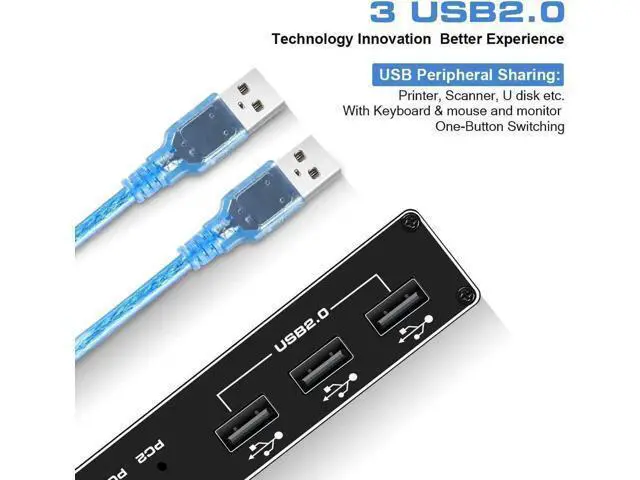 Alt view image 5 of 7 - HDMI KVM Switch, 4K@60Hz USB Switch 2x1 HDMI2.0 Ports + 3X USB KVM Ports, Share 2 Computers to one Monitor, Support Wireless Keyboard and Mouse, USB Disk, Printer, USB Camera