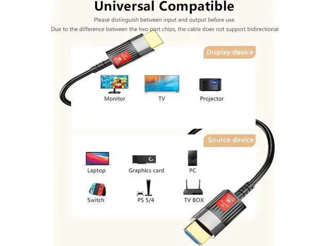 Alt view image 2 of 7 - 8K HDMI 2.1 Fiber Optic Cable 8K 60Hz 4K 120Hz Ultra High Speed 48Gbps HDR eARC HDCP Optical Fiber HDMI Cables For HDTV Laptop Projector TV Box PS - 10M/33ft