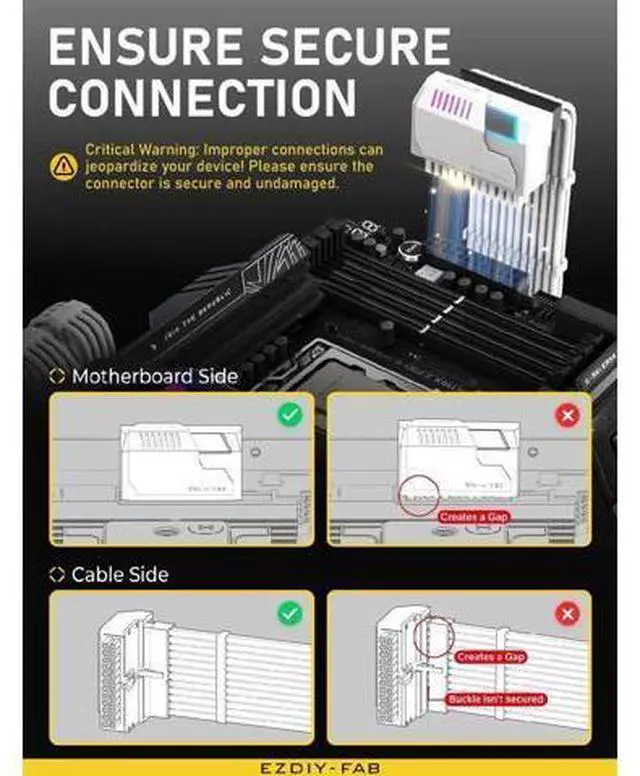 Alt view image 7 of 7 - Shield 24-pin 90 Degree Angle Adapter with Infinity Mirror ARGB Light,ATX 24 Pin Power Connector, 5V 3pin ARGB Sync-90 Degree-White-1 Pack