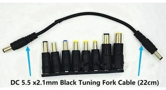 Alt view image 3 of 14 - Laptop DC Power Adapter 8-in-1 Universal DC Plug 5.5mm x 2.1mm Female to Male Adapter Connector with DC 5.5 x2.1mm Black Tuning Fork Cable 22cm/8.67 inch