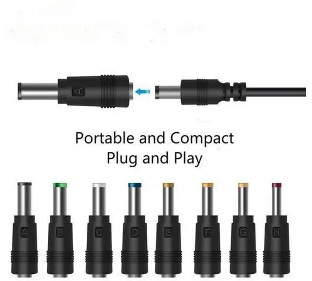 Alt view image 5 of 14 - Laptop DC Power Adapter 8-in-1 Universal DC Plug 5.5mm x 2.1mm Female to Male Adapter Connector with DC 5.5 x2.1mm Black Tuning Fork Cable 22cm/8.67 inch