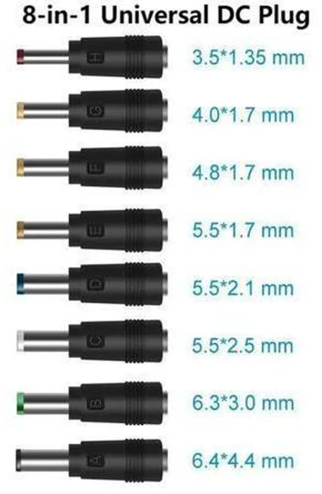 Alt view image 6 of 14 - Laptop DC Power Adapter 8-in-1 Universal DC Plug 5.5mm x 2.1mm Female to Male Adapter Connector with DC 5.5 x2.1mm Black Tuning Fork Cable 22cm/8.67 inch