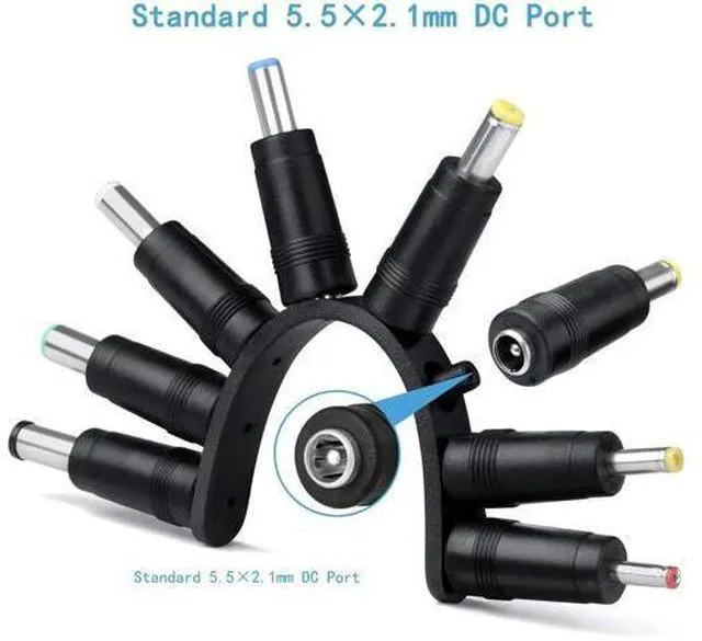 Alt view image 7 of 14 - Laptop DC Power Adapter 8-in-1 Universal DC Plug 5.5mm x 2.1mm Female to Male Adapter Connector with DC 5.5 x2.1mm Black Tuning Fork Cable 22cm/8.67 inch