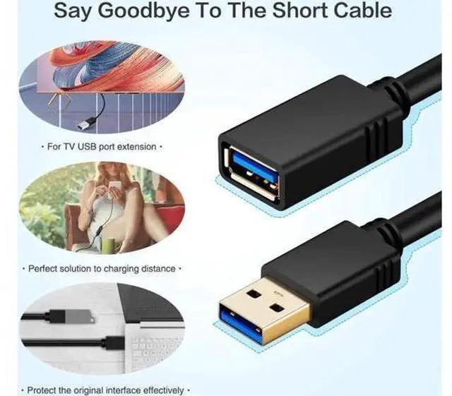 Alt view image 3 of 7 - Aomoproing 10 ft. USB 3.0 Extension Cable , USB 3.0 Extension Cable - A-Male to A-Female for USB Flash Drive, Card Reader, Hard Drive, Keyboard,Mouse,Playstation, Xbox, Printer, Camera