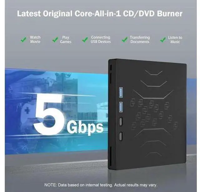 Alt view image 6 of 7 - 7 in 1 External DVD Drive, External CD/DVD Drive for Laptop USB 3.0 & Type-C, Portable CD/DVD +/-RW Disk Drive, CD/DVD Burner CD ROM External Drive for Laptop PC Windows 7/8/10/XP Mac Linux OS