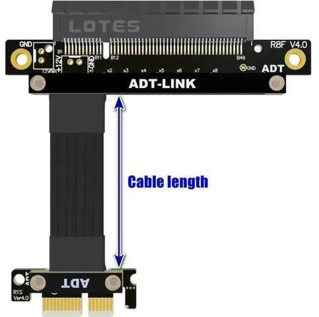 Alt view image 3 of 4 - PCI Express 4.0 R18 PCIe X1 To X8 Extension Cable Support Network Card SSD Hard Disk PCI Express 4.0 Riser 8x 1x Gold