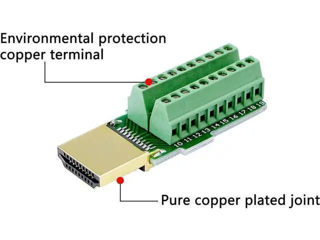 Alt view image 2 of 7 - HDMI Solderless Adapter Gold Plated HDMI Extension Cable Connector Signals Terminal Breakout Board Free Welding Connector with Plastic Cover Screwdriver