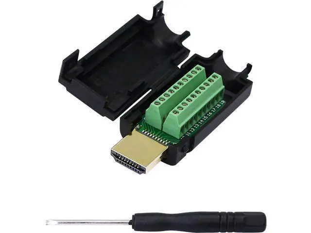 Alt view image 4 of 7 - HDMI Solderless Adapter Gold Plated HDMI Extension Cable Connector Signals Terminal Breakout Board Free Welding Connector with Plastic Cover Screwdriver