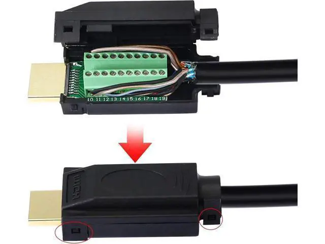 Alt view image 7 of 7 - HDMI Solderless Adapter Gold Plated HDMI Extension Cable Connector Signals Terminal Breakout Board Free Welding Connector with Plastic Cover Screwdriver