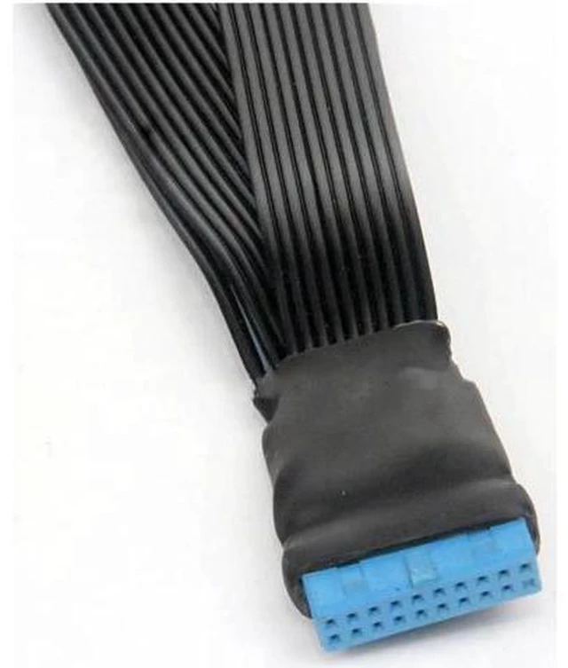 Alt view image 2 of 3 - Aomoproing USB 3.0 19Pin/20Pin female to male Y Splitter motherboard extension Flat cable(5.9 inch)