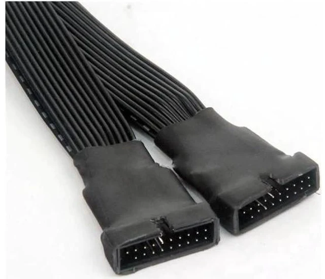 Alt view image 3 of 3 - Aomoproing USB 3.0 19Pin/20Pin female to male Y Splitter motherboard extension Flat cable(5.9 inch)