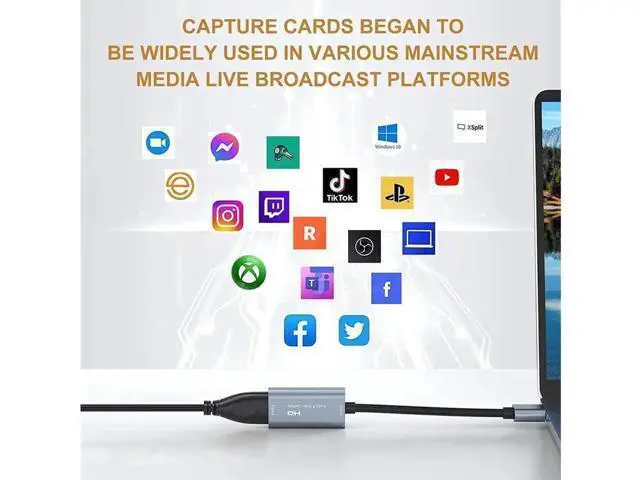 Alt view image 4 of 6 - 4K HDMI Video Capture Card,Video Record Card,Audio Capture Adapter,HDMI to USB Audio Video Recording in 1080P@30Hz, 4K@30Hz for Teaching,Broadcasting,Gaming,Streaming,Video Conference (1 Pack, Silver)