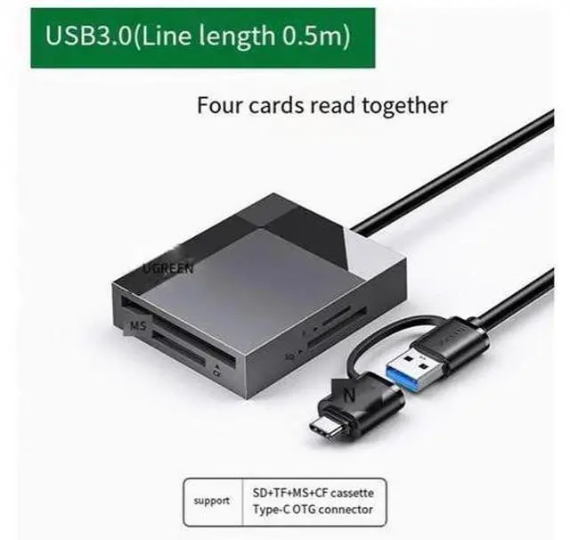 Main image of high-speed card reader USB3.0 with Type-C interface four-in-one multi-function SD/CF/TF/MS card Multi-function Typ suitable for car otg camera memory SLR camera truck mobile phone computer 0.5