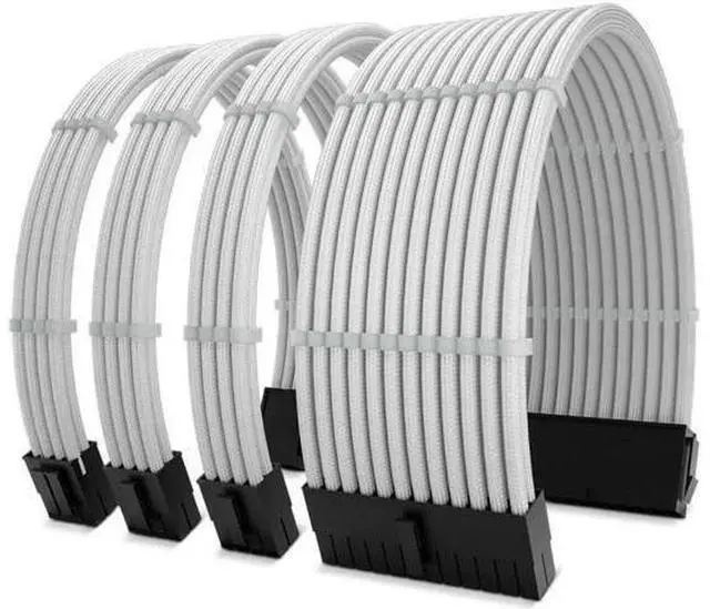 Main image of Customization Mod Sleeved Extension Power Supply Cable Kit GPU PC Braided WHITE