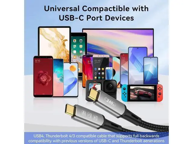 Alt view image 3 of 7 - Aomoproing USB 4 Cable 1.6Ft, 240W USB C Cable for Thunderbolt 4 Cable, 40Gbps 8K HD Display Type -C Cable for iPhone 15Pro/15ProMax, iPad Pro, Type-C Docking Station, Hub (USB4, 1.6ft - 240W)