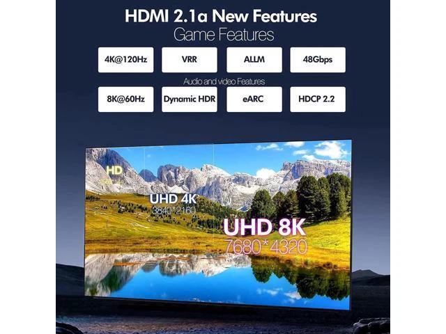 Alt view image 6 of 7 - Long 8K Fiber Optic HDMI 2.1 Cable in Wall 16Feet, Supports 8K@60Hz 4K@120Hz Ultra High Speed 48Gbps Detachable Micro HDMI Dynamic HDR, , Dolby Atmos, Compatible with PS5, Xbox-Black