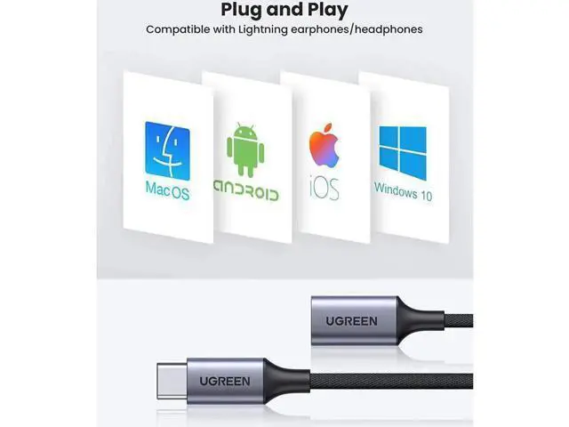 Alt view image 3 of 7 - AOMOPROING UGREEN USB-C to Lightning Audio Adapter Cable USB Type C Male to Lightning Female Headphones Converter for iPad/MacBook/USB C Phones to Connect with Lightning Earphones Support Call
