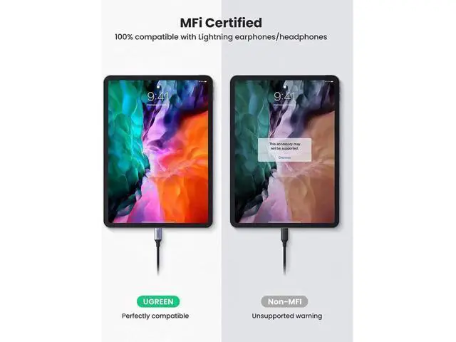 Alt view image 7 of 7 - AOMOPROING UGREEN USB-C to Lightning Audio Adapter Cable USB Type C Male to Lightning Female Headphones Converter for iPad/MacBook/USB C Phones to Connect with Lightning Earphones Support Call
