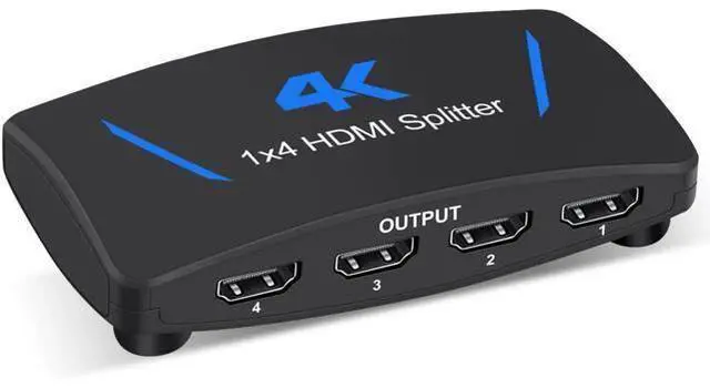Main image of 4K HDMI Splitter 1 in 4 Out, 1x4 HDMI Splitter Duplicate/Mirror Screen, 4 Port HDMI Splitter Powered Support 4Kx2K@30Hz 3D for PS5, TV Box - Copy 1 Source to 4 Displays(Not Extend)