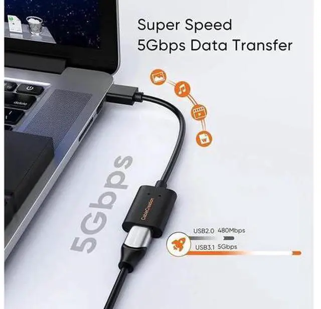 Alt view image 4 of 7 - USB3.1 USB C Female to USB Male Adapter Cable 5Gbps CableCreation USB to USB C Adapter USB C to A Adapter Female USB C Adapter for Laptops Oculus Quest Link Logitech StreamCam Other USB-A Devices