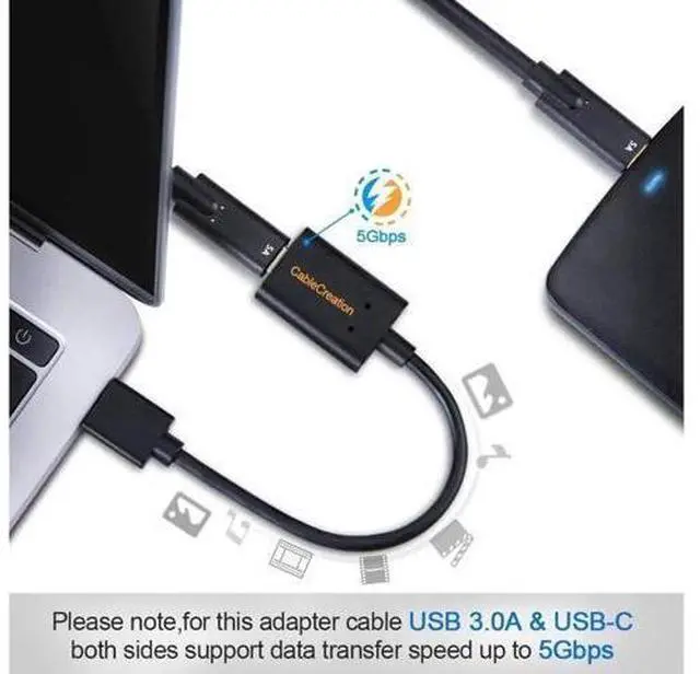 Alt view image 7 of 7 - USB3.1 USB C Female to USB Male Adapter Cable 5Gbps CableCreation USB to USB C Adapter USB C to A Adapter Female USB C Adapter for Laptops Oculus Quest Link Logitech StreamCam Other USB-A Devices