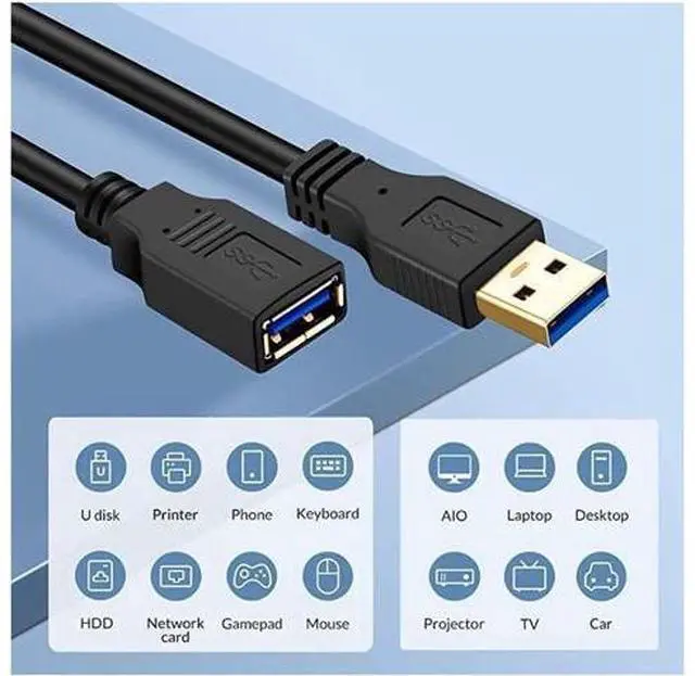Alt view image 4 of 6 - Aomoproing USB 30 Extension Cable 12 ft USB Extension Cable USB 30 Extender Cord Type A Male to Female Data Transfer Lead for Hard DrivePrinterKeyboardCameraUSB Flash DriveCard Reader