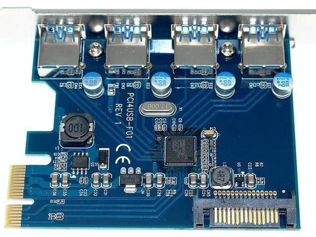 Alt view image 2 of 6 - PCIE to 4 Port USB 3.0 PCI-e Adapter PCI Express USB 3.0 4 port HUB 19Pin 5.0Gbps FL1100 chipset Support WIN10 WIN8 MAC OS