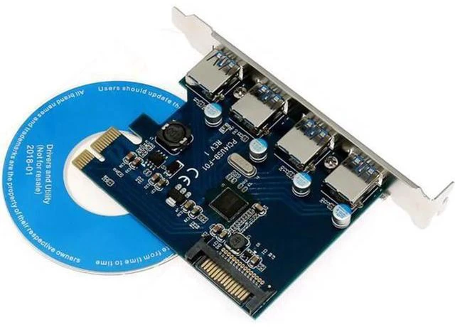 Alt view image 6 of 6 - PCIE to 4 Port USB 3.0 PCI-e Adapter PCI Express USB 3.0 4 port HUB 19Pin 5.0Gbps FL1100 chipset Support WIN10 WIN8 MAC OS