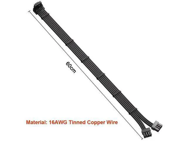 Alt view image 4 of 6 - 12VHPWR 90 Degree Adapter for C.orsair PCIE 5.0 16AWG 600W 12VHPWR Adapter Dual 8 Pin PCIe to 16 Pin 12+4 Pin for RTX 4090 4080 3090TI 4070Ti Graphics Card GPU, ONLY for C.orsair Power Supply (Type B)