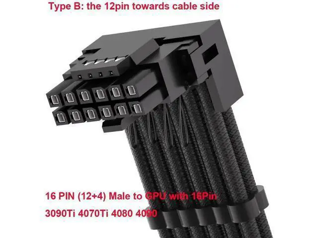 Alt view image 5 of 6 - 12VHPWR 90 Degree Adapter for C.orsair PCIE 5.0 16AWG 600W 12VHPWR Adapter Dual 8 Pin PCIe to 16 Pin 12+4 Pin for RTX 4090 4080 3090TI 4070Ti Graphics Card GPU, ONLY for C.orsair Power Supply (Type B)