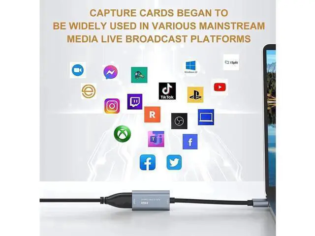 Alt view image 2 of 6 - 4K HDMI Video Capture Card,Video Record Card,Audio Capture Adapter,HDMI to USB Audio Video Recording in 1080P@30Hz, 4K@30Hz for Teaching,Broadcasting,Gaming,Streaming,Video Conference (1 Pack, Silver)