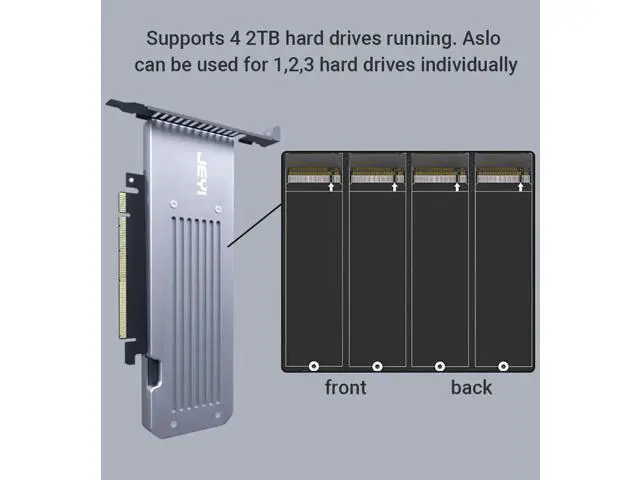 Alt view image 2 of 7 - 4 SSD M.2 X16 PCIe 4.0 X4 Expansion Card with Heatsink, Supports 4 NVMe M.2 2280 up to 256Gbps, Support Bifurcation Raid