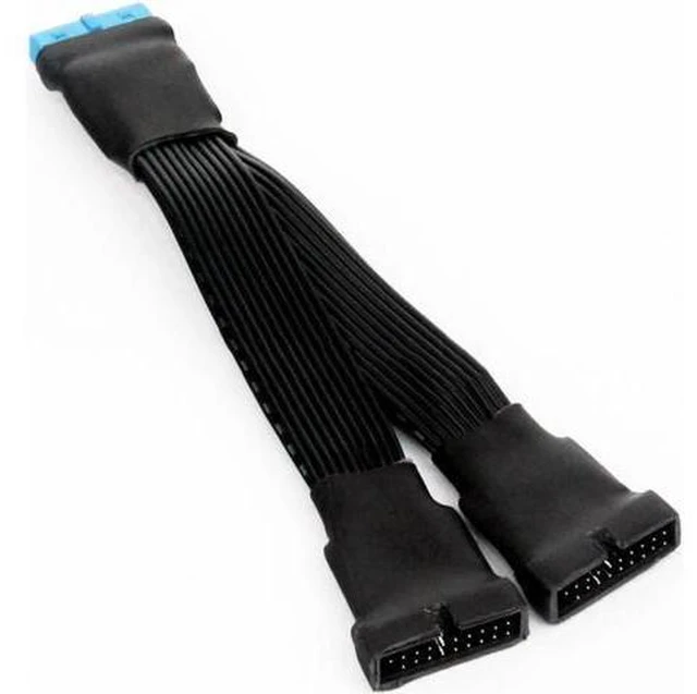 Alt view image 5 of 6 - Aomoproing 12cm 19-pin to USB 3.0 20-pin 1 to 2 Power Splitter Cable 18AWG for Motherboard