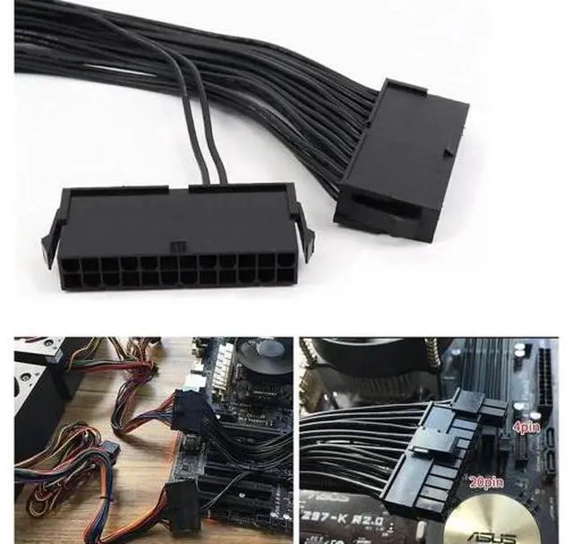 Main image of Dual Psu Power Supply 24 Pin Extension Cable For Atx Motherboard,24 Pin 20 + 4 Dual Multiple Psu Power Supply Cable Sp Adapter Extension Kit