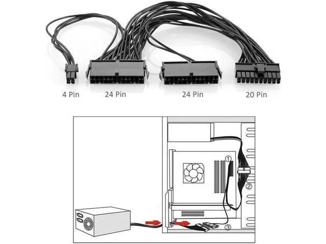Alt view image 2 of 5 - Dual Psu Power Supply 24 Pin Extension Cable For Atx Motherboard,24 Pin 20 + 4 Dual Multiple Psu Power Supply Cable Sp Adapter Extension Kit