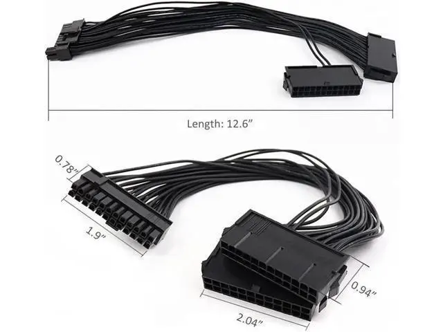 Alt view image 5 of 5 - Dual Psu Power Supply 24 Pin Extension Cable For Atx Motherboard,24 Pin 20 + 4 Dual Multiple Psu Power Supply Cable Sp Adapter Extension Kit
