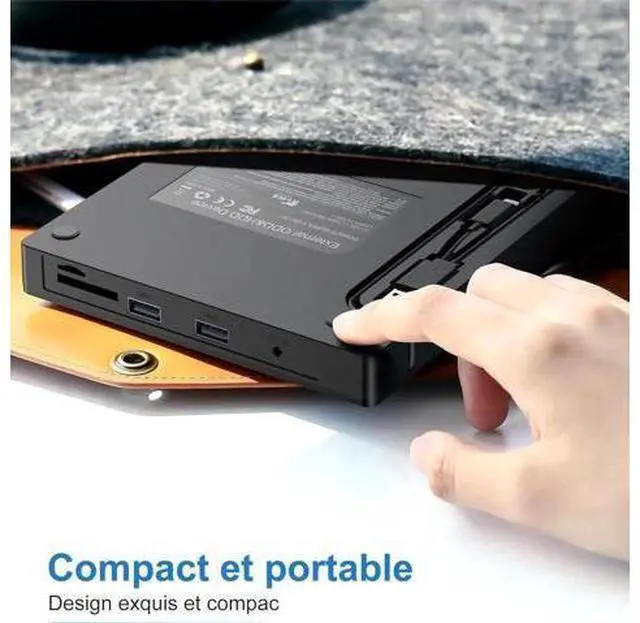 Main image of External DVD CD Drive for PC, USB 3.0 and USB-C External CD DVD Burner with 2 USB Ports and SD/TF Slot, Optical Portable DVD CD -/+RW Drive, External CD/DVD Drive for Windows/MacOS/Laptop/Desktop