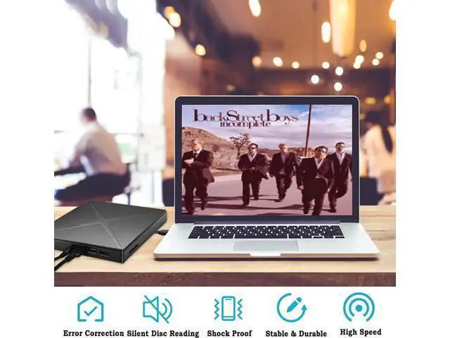 Alt view image 4 of 6 - 5 in 1 External CD/DVD Drive for Laptop, Ultra Slim USB 3.0 Type-C CD DVD +/-RW Burner, Optical Disk Drive Player with 2 USB Ports and TF/SD Reader, for Laptop Mac PC Windows 11/10/8/7 Linux OS