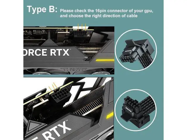 Alt view image 2 of 6 - Aomoproing PCI-e 5.0 12VHPWR 16 Pin Right Angle Adapter Female to Male Extension Cable, 16AWG 600W 12VHPWR 90 Degree Adapter for Graphic Card GPU 12+4pin RTX 3090Ti 4070Ti 4080 4090 (Type B)