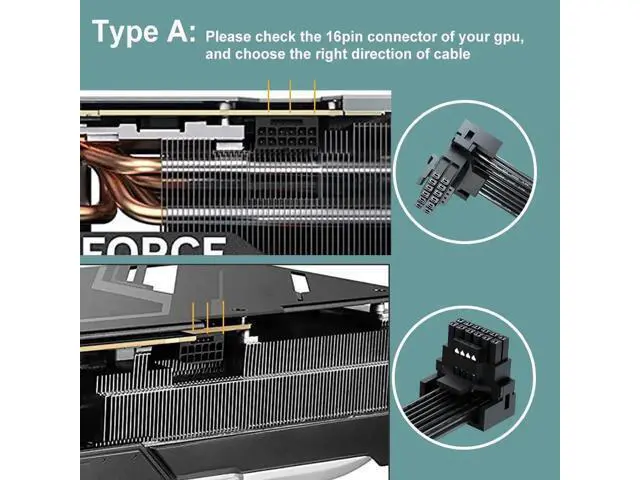 Alt view image 3 of 5 - Aomoproing PCI-e 5.0 12VHPWR 16Pin Right Angle Adapter Female to Male Extension Cable, 16AWG 600W 12VHPWR 90 Degree Adapter for Graphic Card GPU 12+4pin RTX 3090Ti 4070Ti 4080 4090 (Type A)