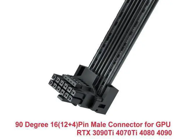 Alt view image 5 of 5 - Aomoproing PCI-e 5.0 12VHPWR 16Pin Right Angle Adapter Female to Male Extension Cable, 16AWG 600W 12VHPWR 90 Degree Adapter for Graphic Card GPU 12+4pin RTX 3090Ti 4070Ti 4080 4090 (Type A)