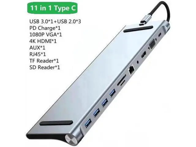 Alt view image 6 of 7 - Type C Laptop Docking Station USB C Dock HDMI-compatible VGA USB Hub Adapter